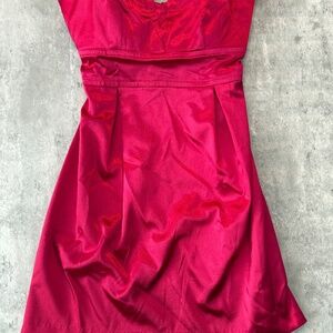 Satin-Like Strapless Dress Size 13 Bridesmaid Cocktail Knee Length Womens Prom